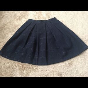 Banana Republic Women’s Size 2 Tweed Navy Blue Pleated Jacquard Mini Skirt Lined